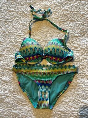Xhilaration Vibrant Multicolor Push-Up Bikini Top & Matching Bottoms. Size XS/S